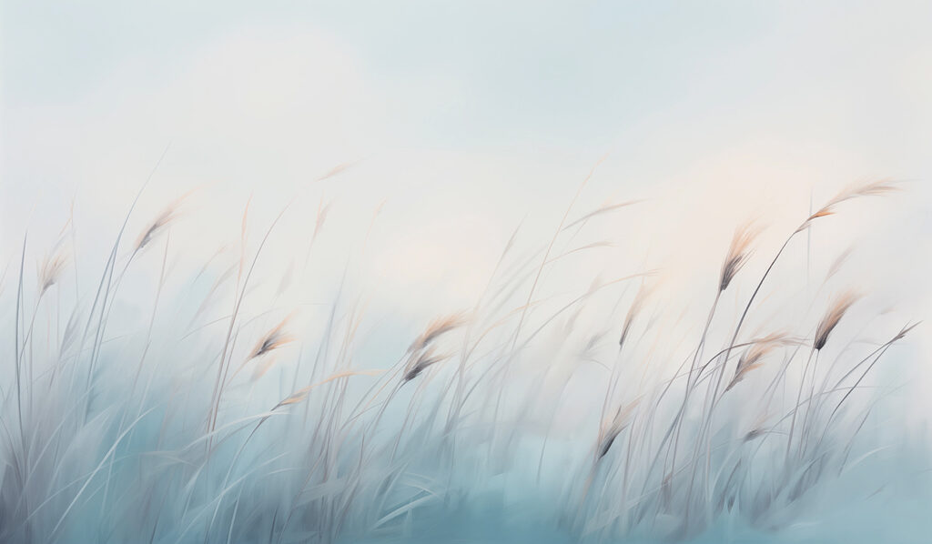 Grasveld met een mistige lucht — volledig ontwerp