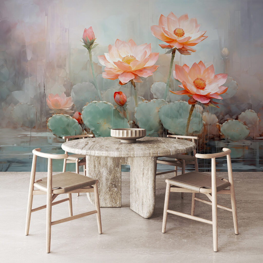 Lotussen in geschilderde waterglans — interieur 2