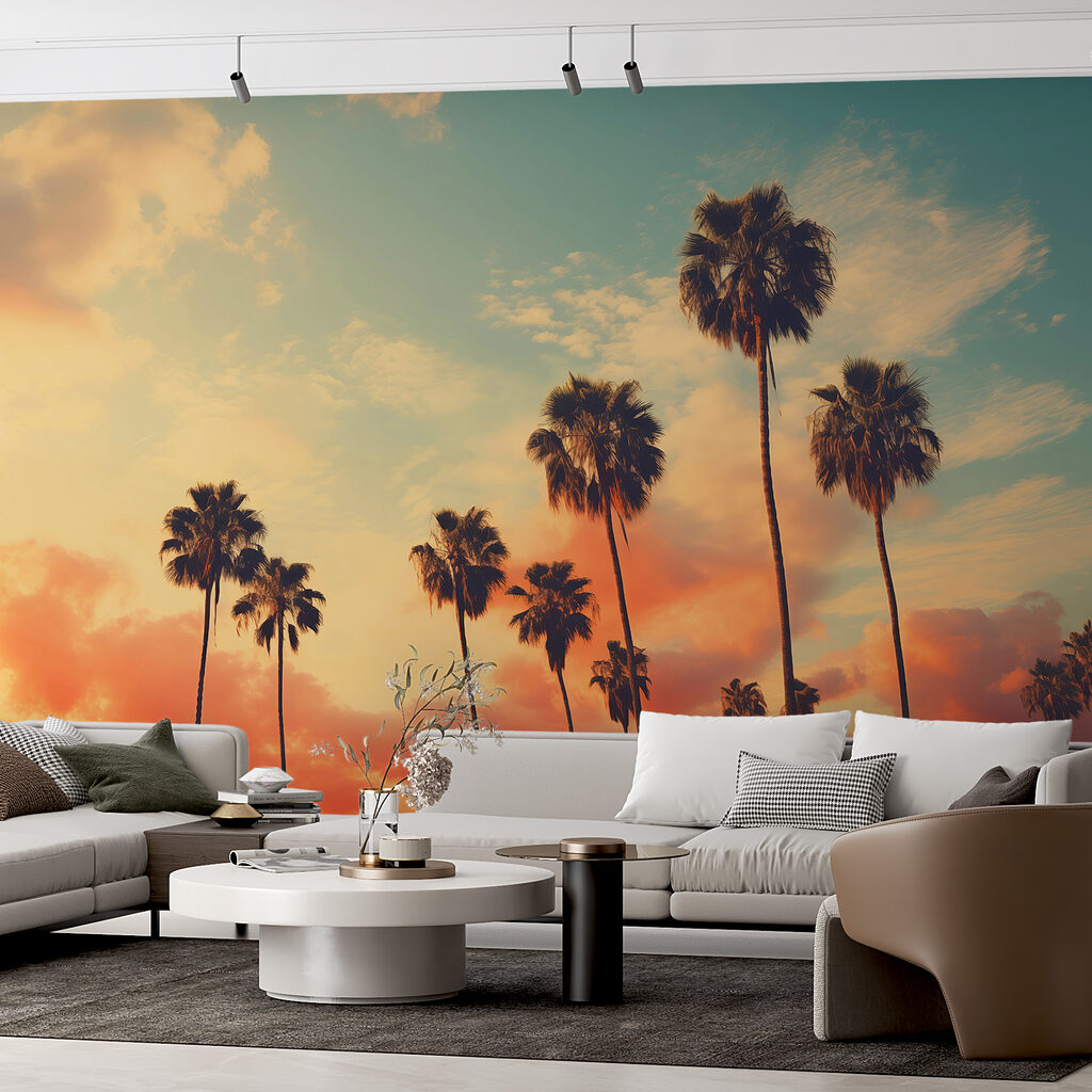 Hoge palmen tegen avondwolken — interieur 1