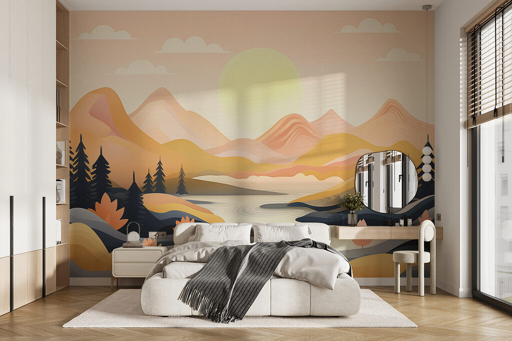 Zon boven vlakke bergoevers — interieur 1