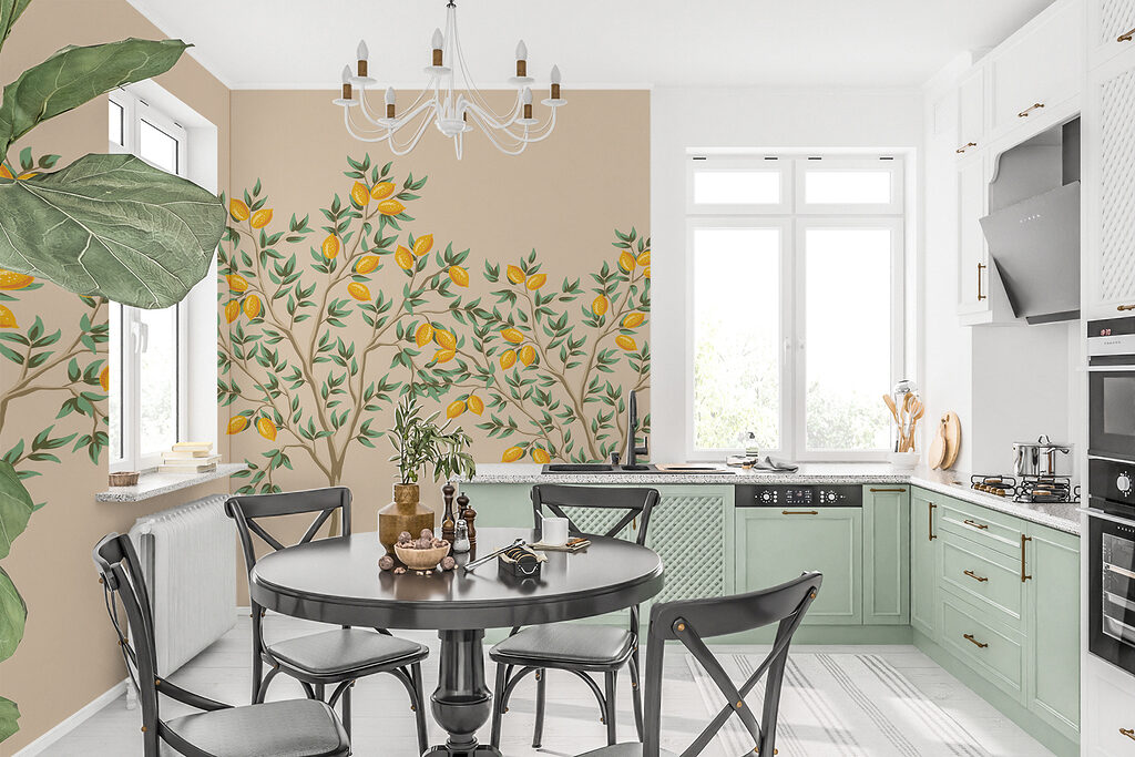 Boom met vruchten in een interieur
