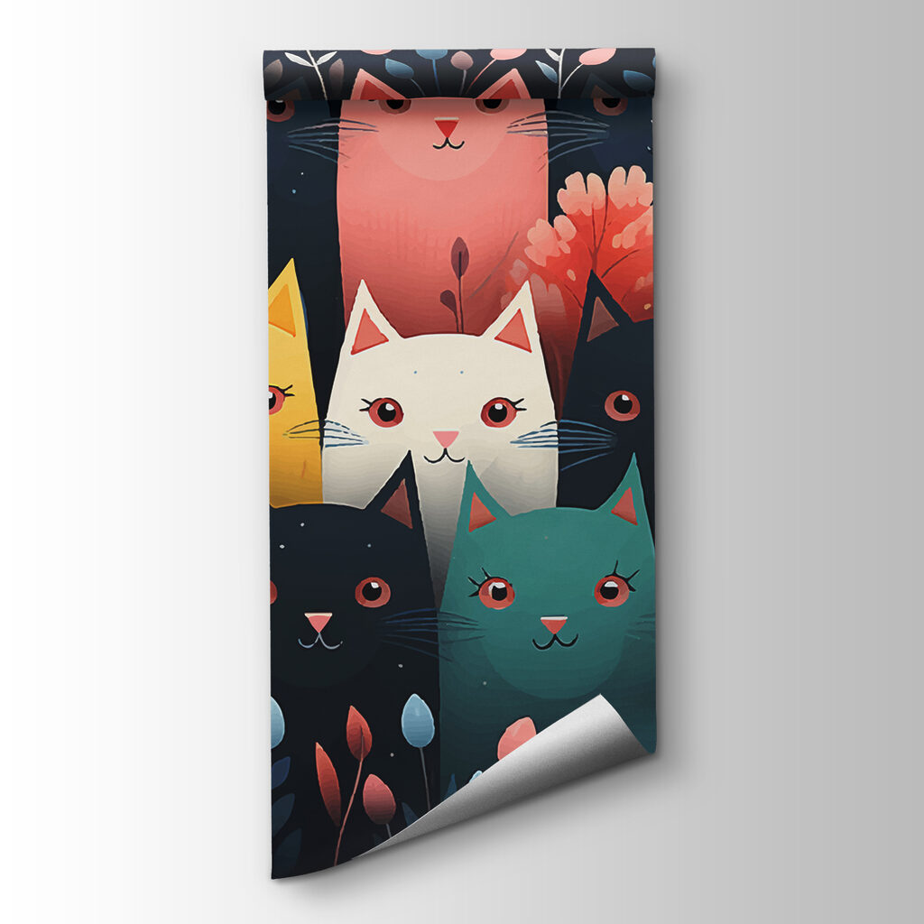 Groep katten met bloemen — productweergave