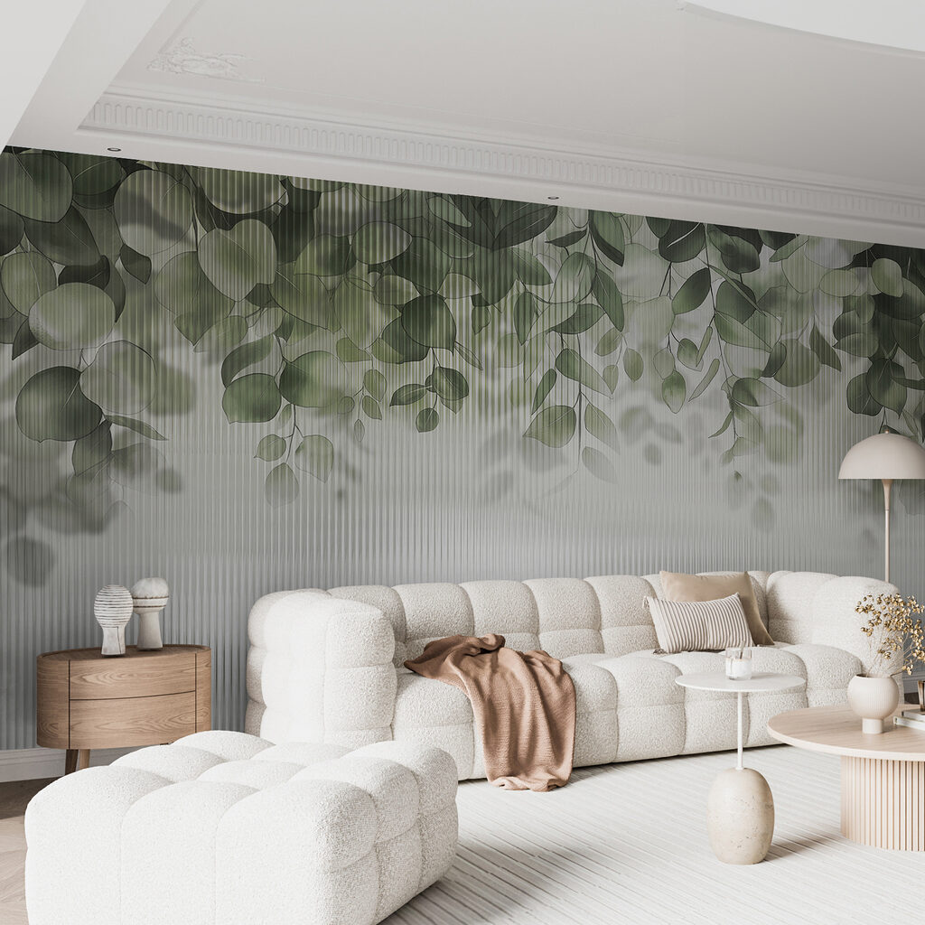 Groene bladeren uit een raam — interieur 2