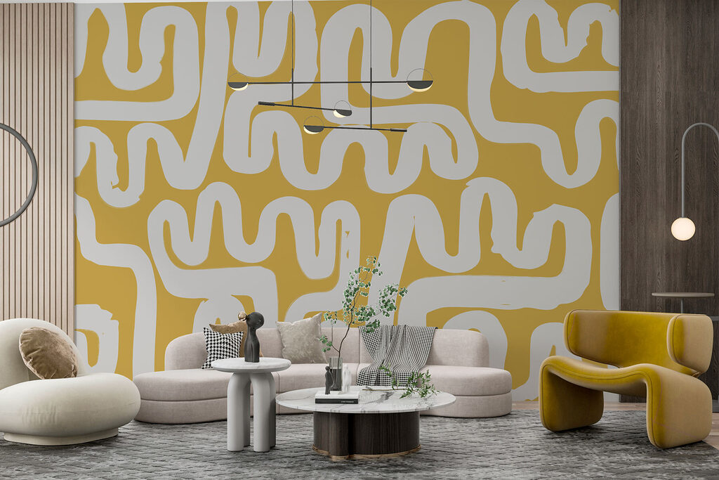 Wit en geel doolhof in een interieur