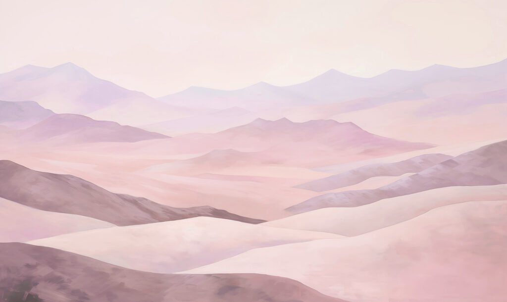 Zandduinen in roze aquarel — volledig ontwerp