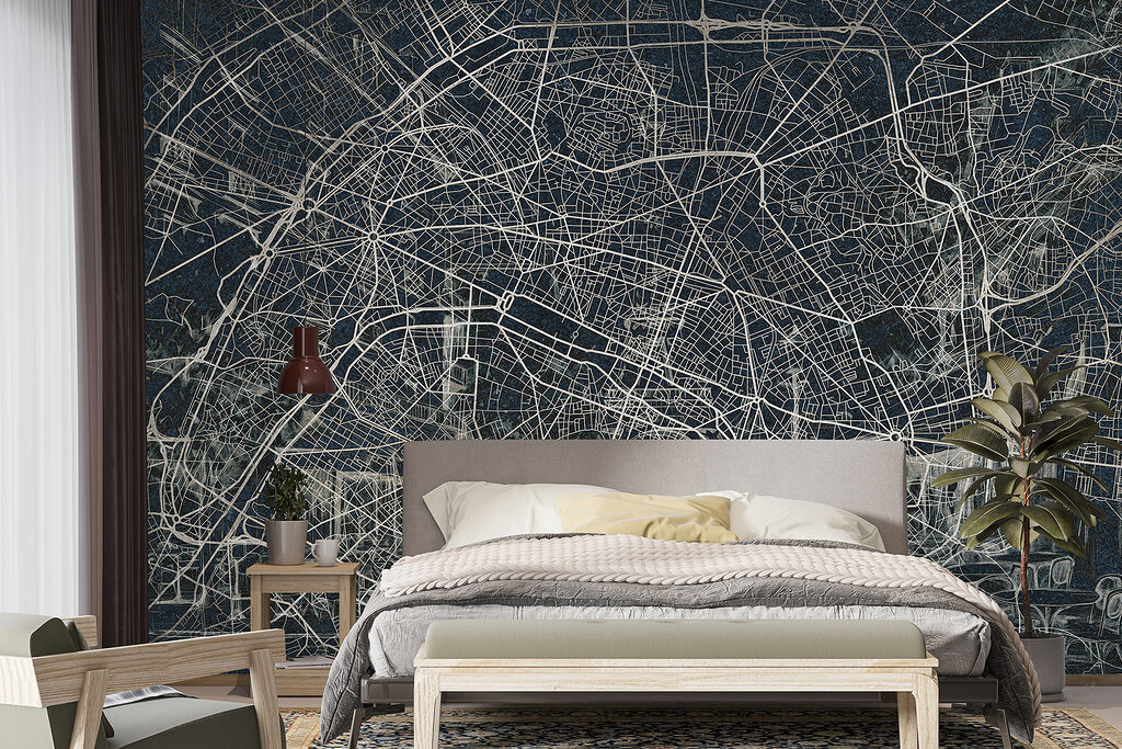 Kaart van een stad in een interieur