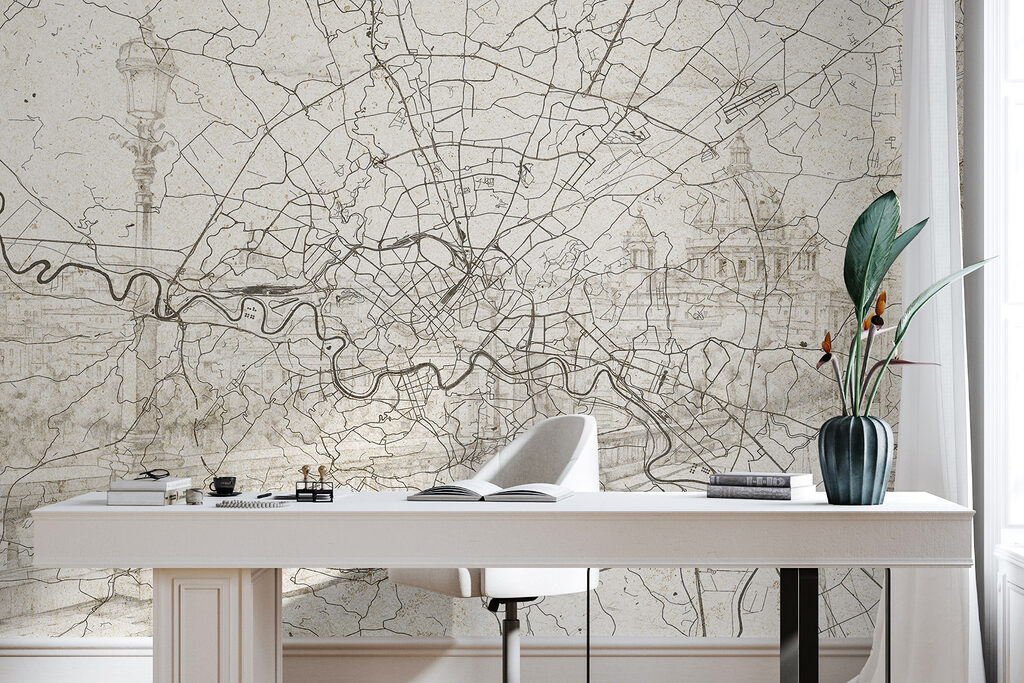 Oude stadskaart met rivier — interieur 4