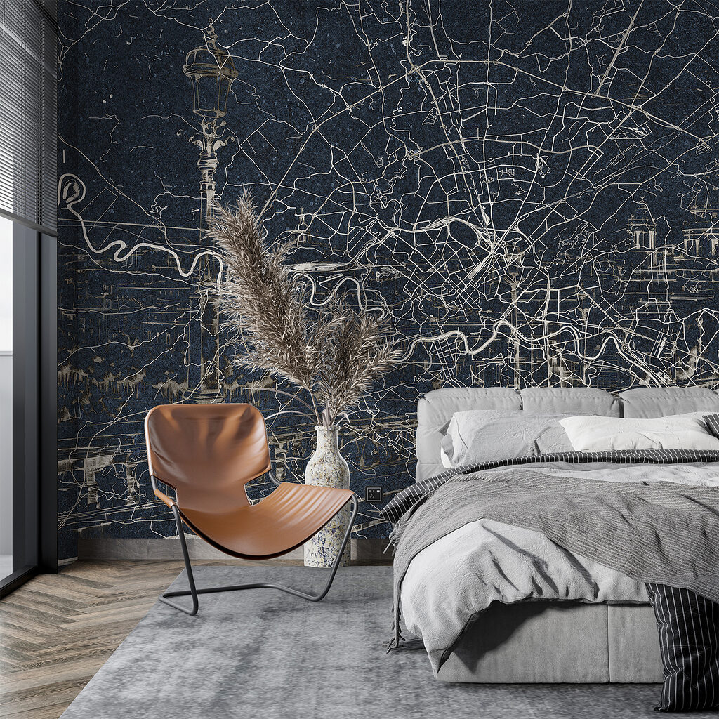 Kaart van een stad in een interieur