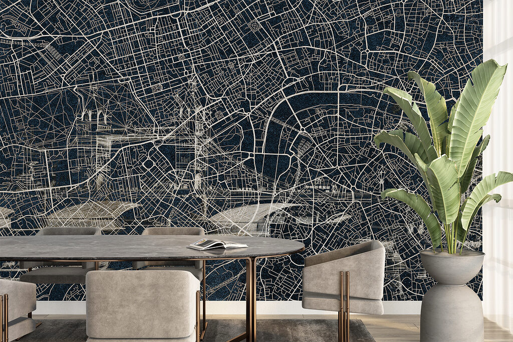 Stratennet in donkere lijnen — interieur 3