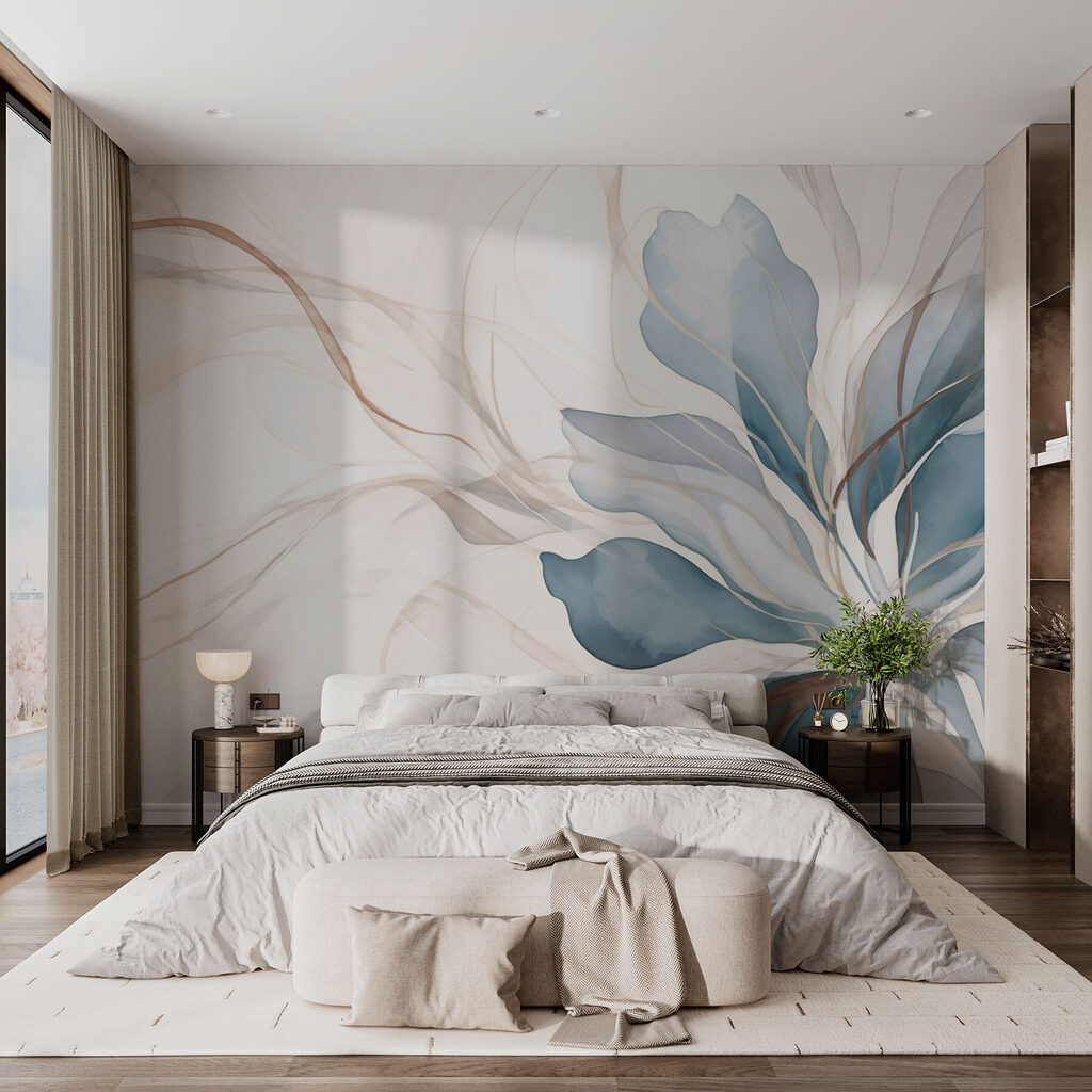 Blauwe bladeren met aders — interieur 3