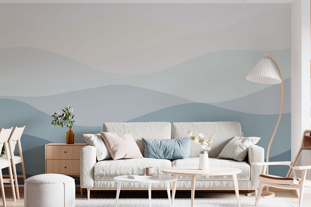 Grijze en witte golven in een interieur