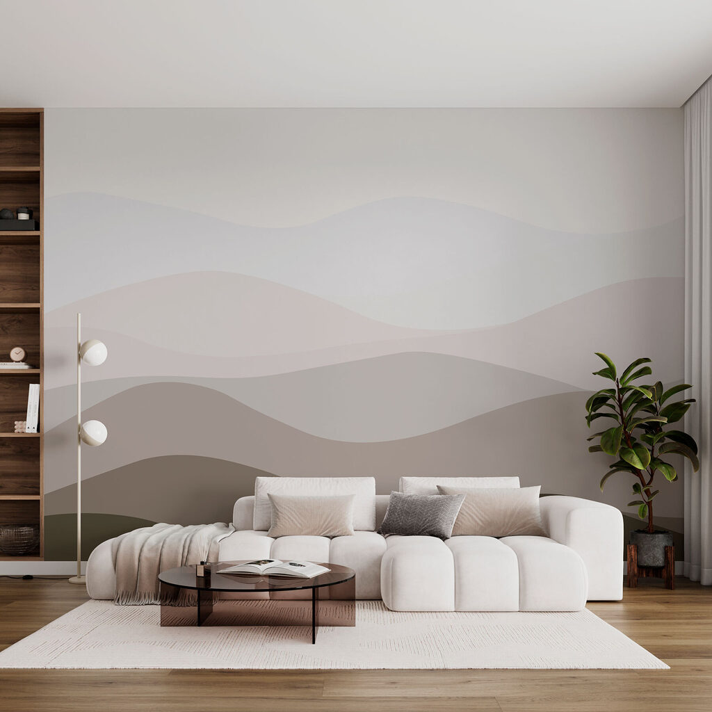 Heuvellagen in rustige kleurvlakken — interieur 1