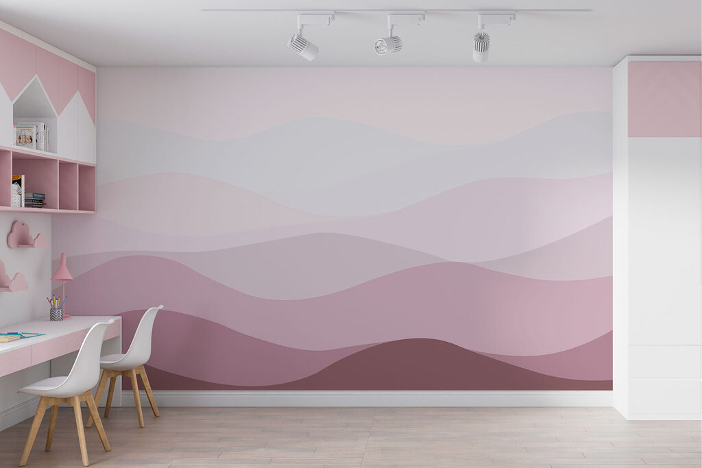 Heuvellagen in rustige kleurvlakken — interieur 1