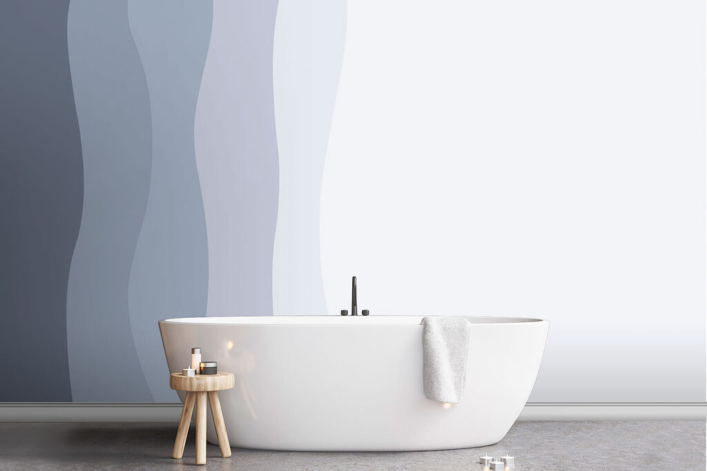 Blauwe banen op wit — interieur 1