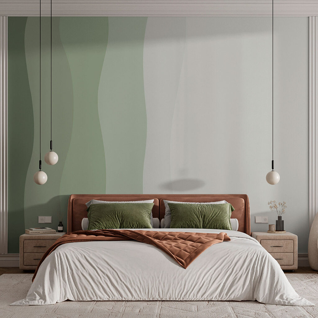 Groene en witte golvende lijnen — interieur 2