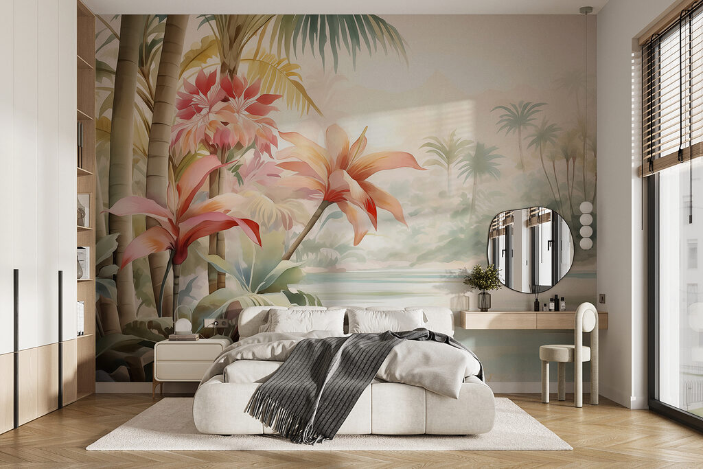 Schilderij van bloemen en palmbomen — interieur 1