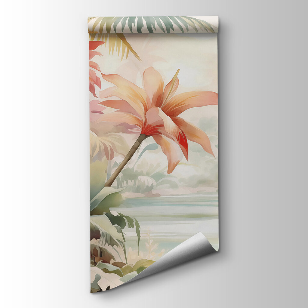 Schilderij van bloemen en palmbomen — productweergave