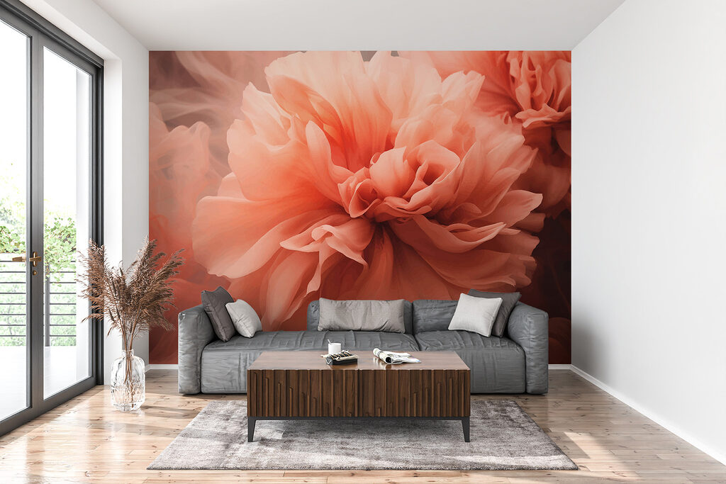Perzikkleurige pioen met rookrand — interieur 1