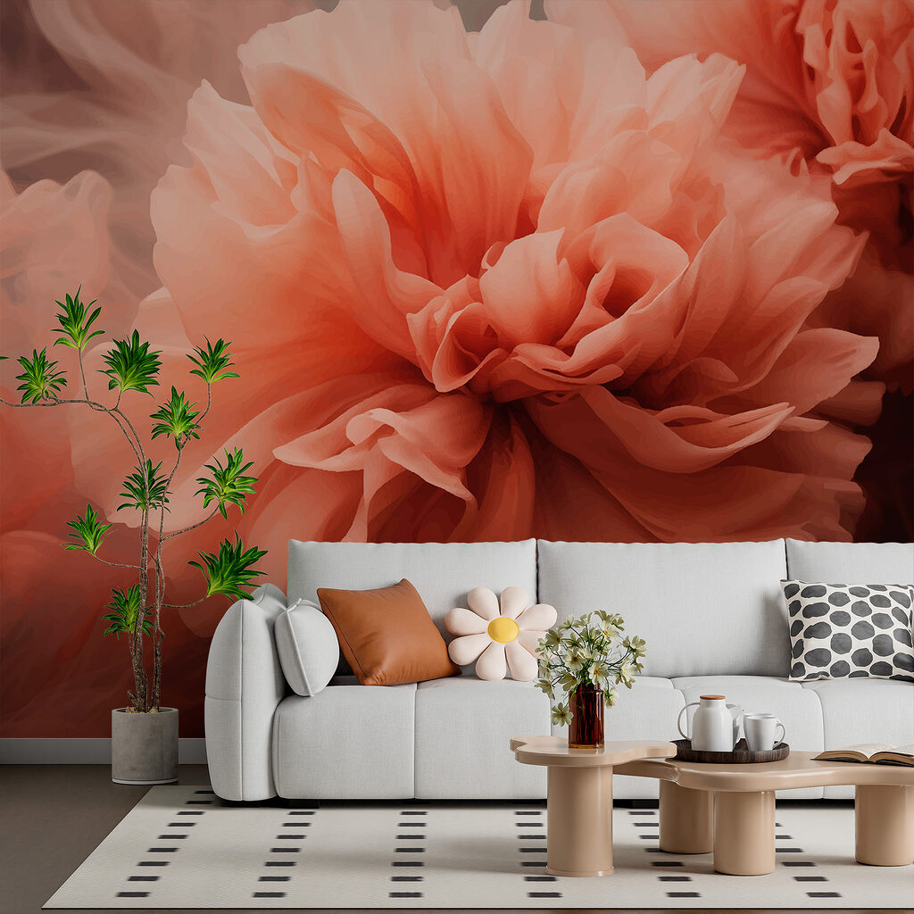 Perzikkleurige pioen met rookrand — interieur 2