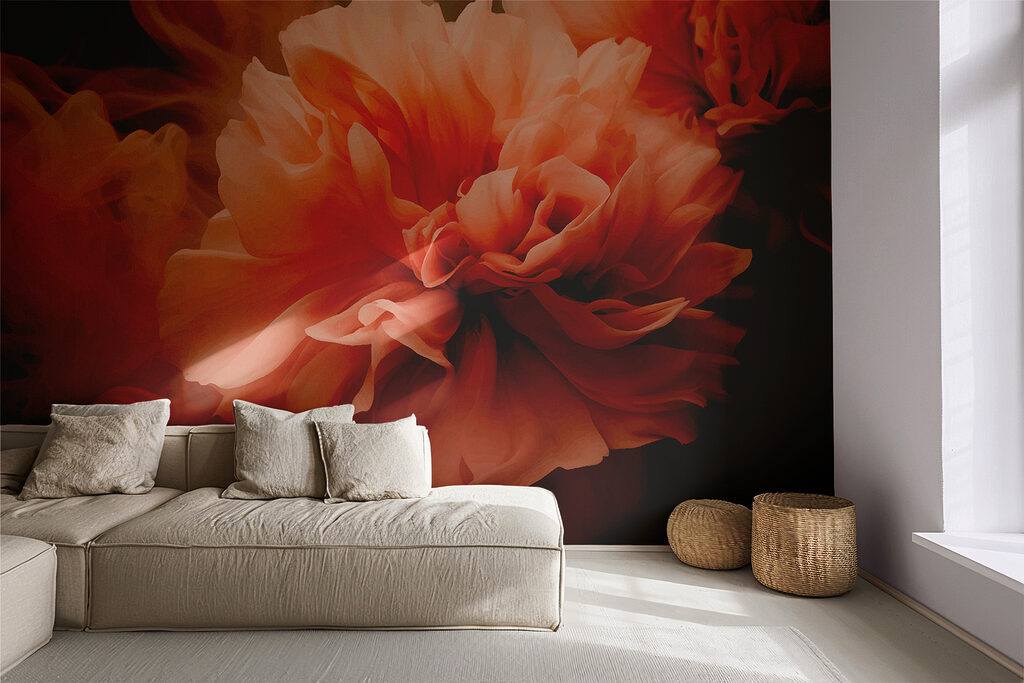 Perzikkleurige pioen met rookrand — interieur 3
