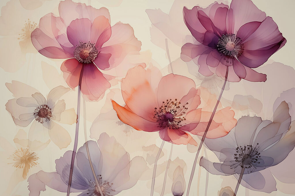 Groep bloemen op witte achtergrond — volledig ontwerp