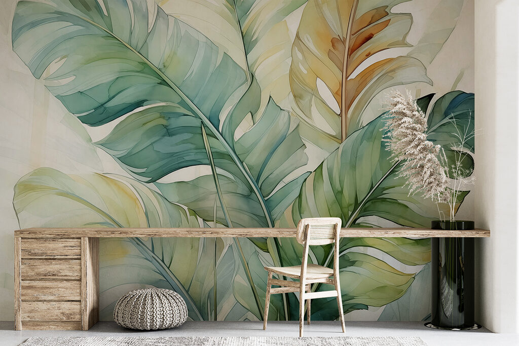 Bananenblad in transparante aquarel — interieur 2
