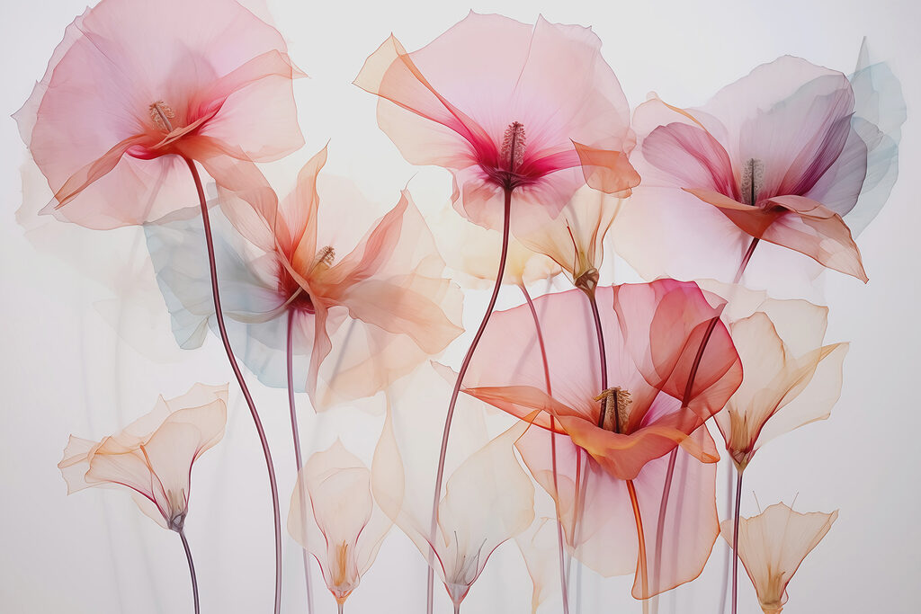 Roze kelken, dunne stelen — volledig ontwerp