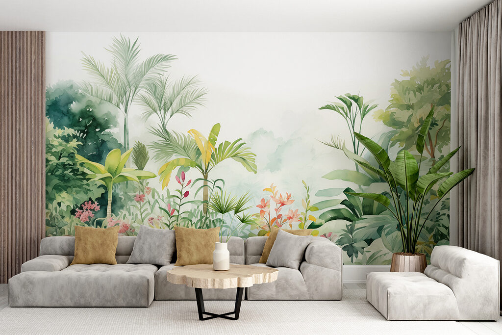 Tropentuin in lichte aquarel — interieur 3