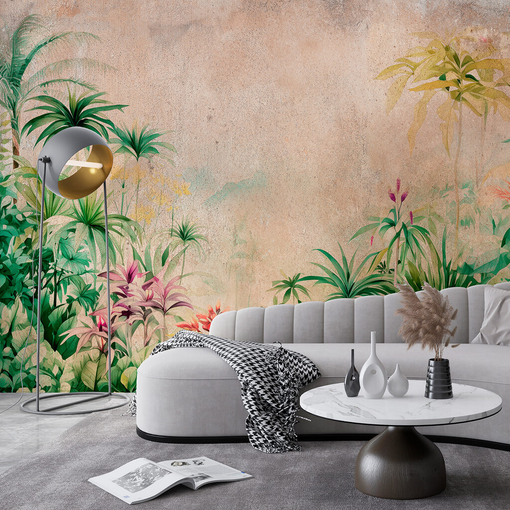 Junglebloemen op verweerde achtergrond — interieur 2