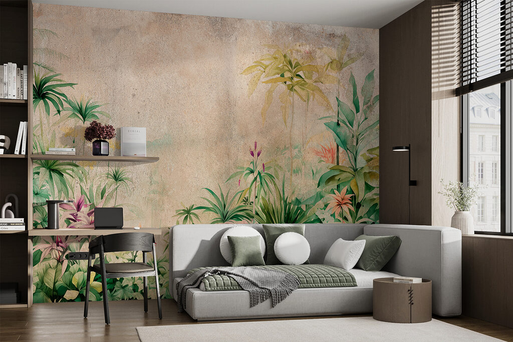 Junglebloemen op verweerde achtergrond — interieur 3