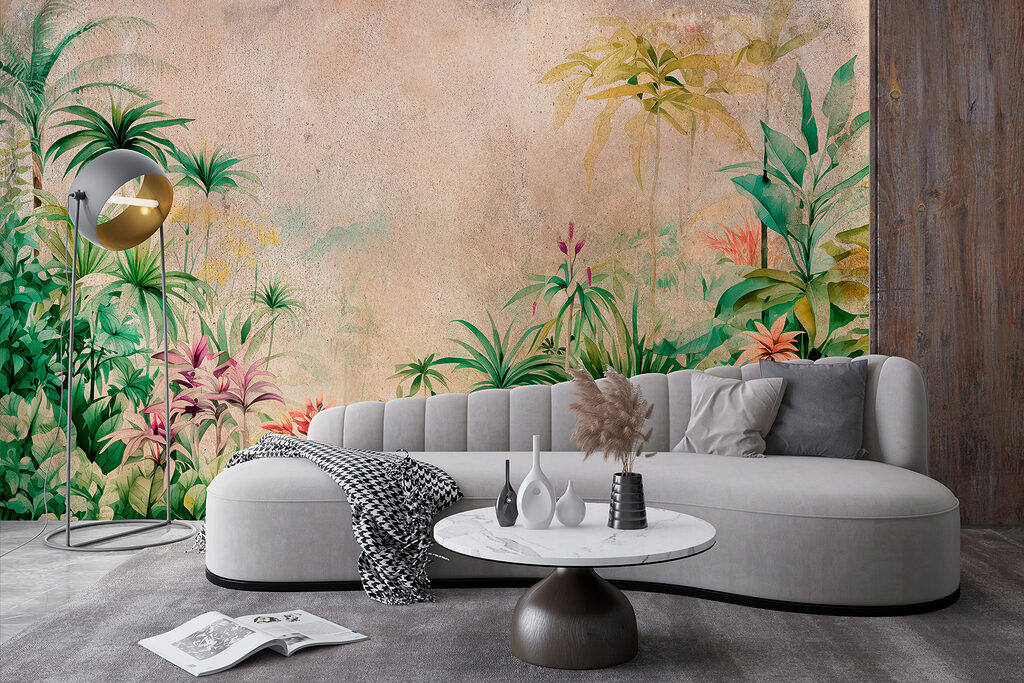 Junglebloemen op verweerde achtergrond — interieur 4