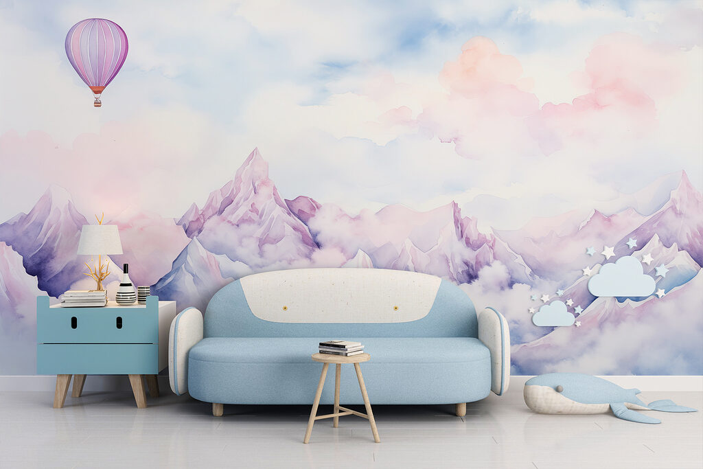 Lila ballon boven sneeuwpieken — interieur 3
