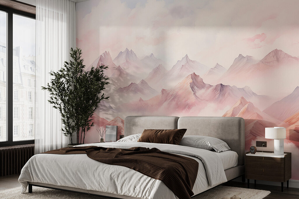 Roze bergketens tussen wolken — interieur 1