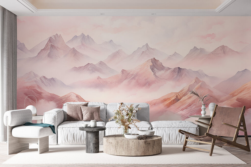Roze bergketens tussen wolken — interieur 3