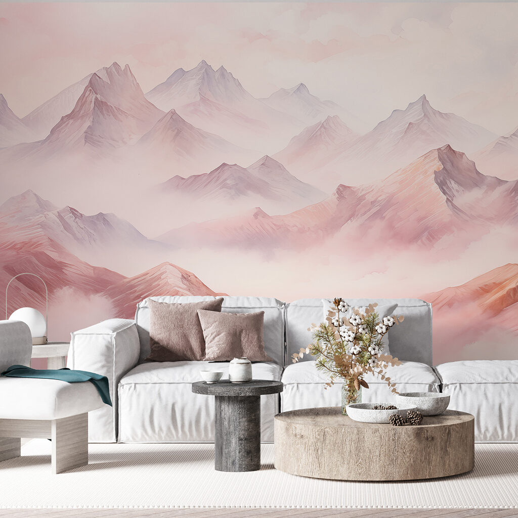 Roze bergketens tussen wolken — interieur 4
