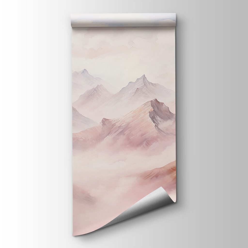 Roze bergketens tussen wolken — productweergave