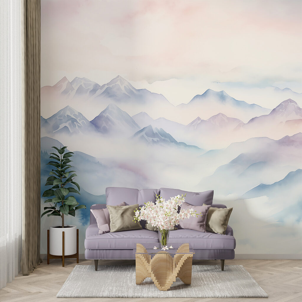 Schilderij van bergen en wolken — interieur 3