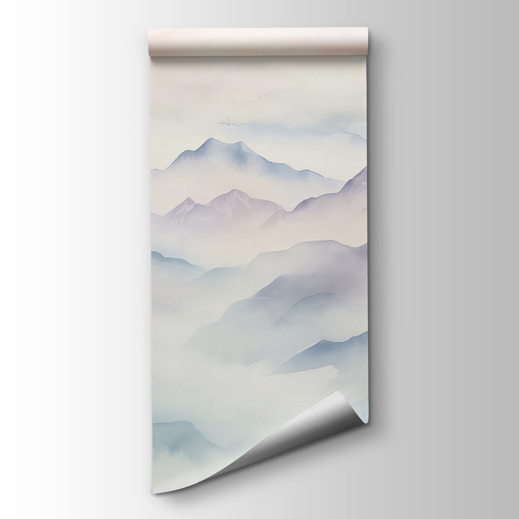 Schilderij van bergen en wolken — productweergave