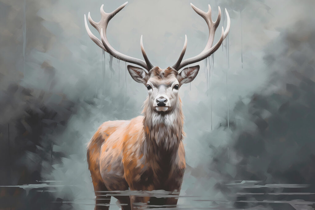Hert in een nevelvijver — volledig ontwerp