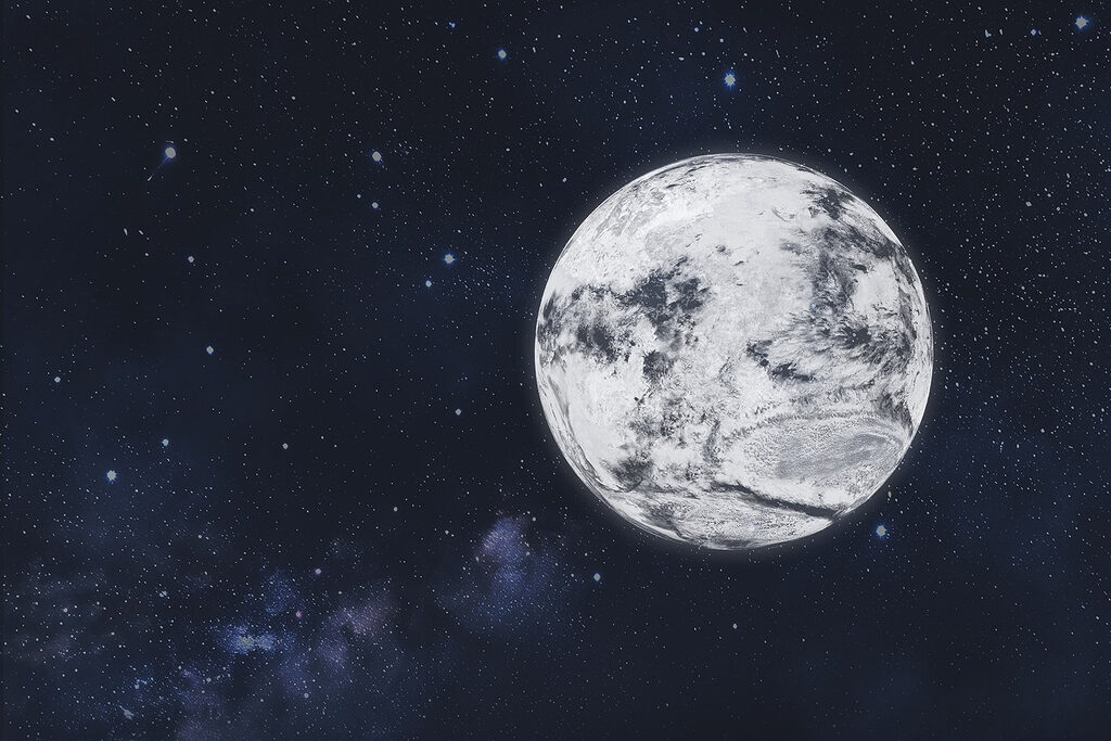 Maan in diepe sterrennacht — volledig ontwerp