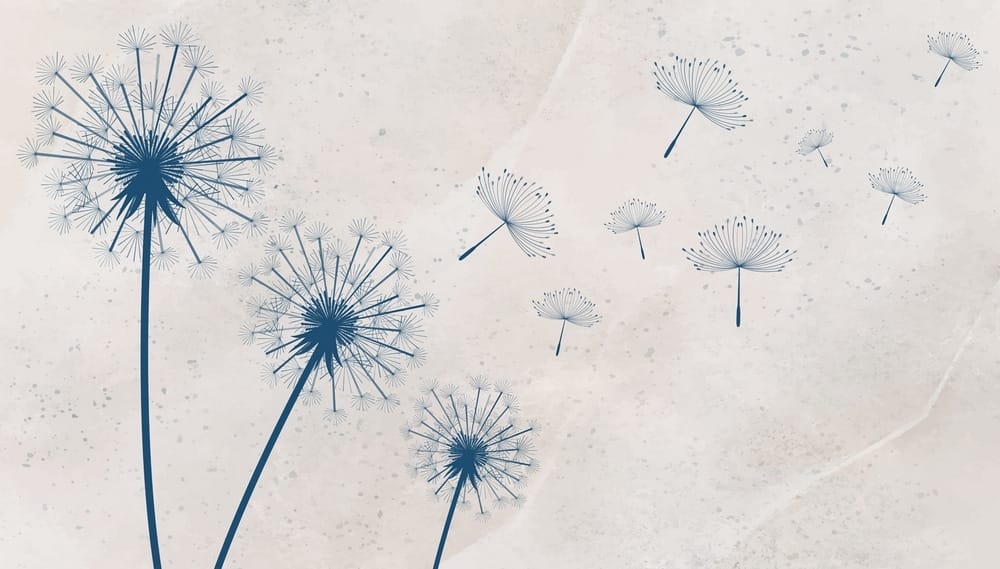 Blauwe pluisjes waaien weg — volledig ontwerp