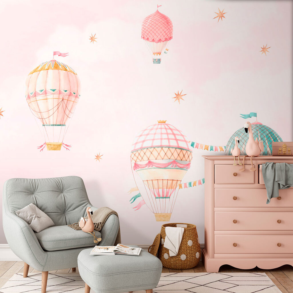 Kleine pastelballonnen op roze — interieur 2