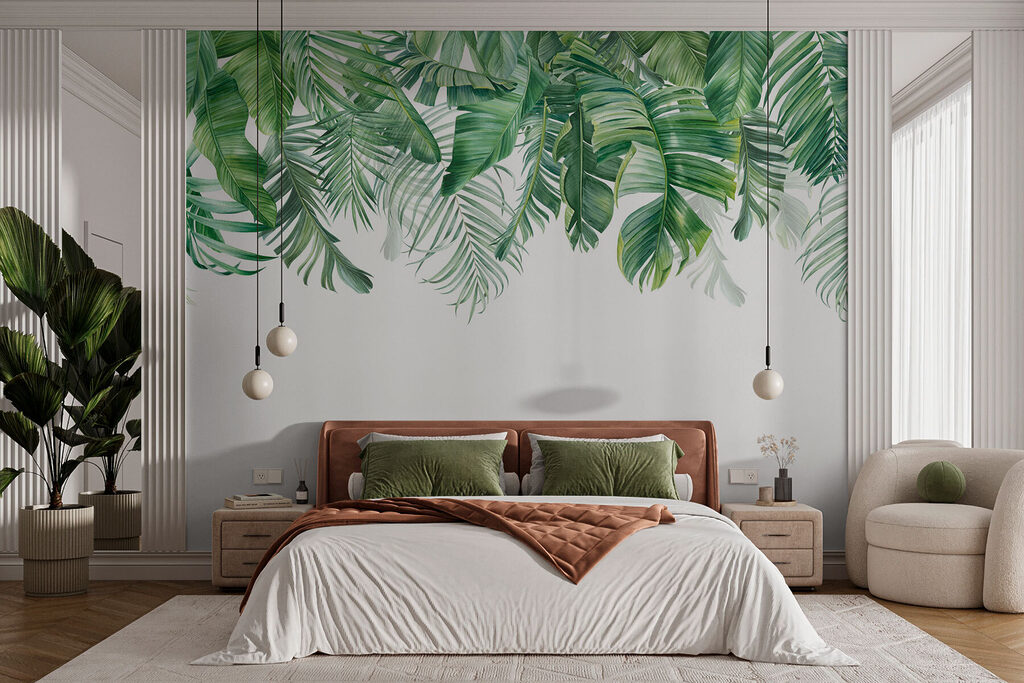 Groene bladveren langs bovenranden — interieur 1