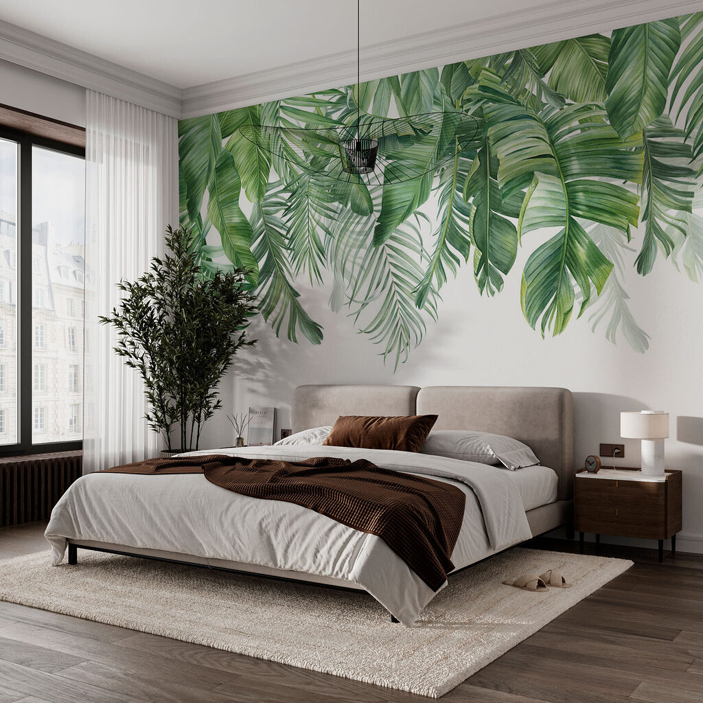 Groene bladveren langs bovenranden — interieur 2