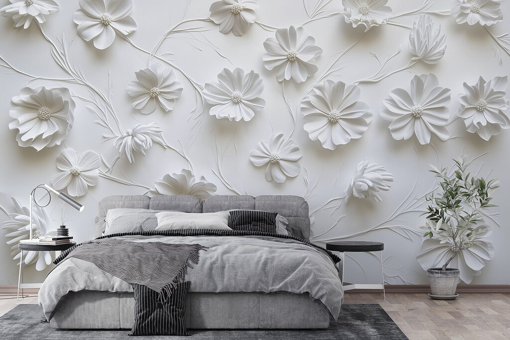 Witte bloemen langs ranken — interieur 2