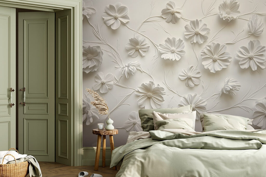 Witte bloemen langs ranken — interieur 3
