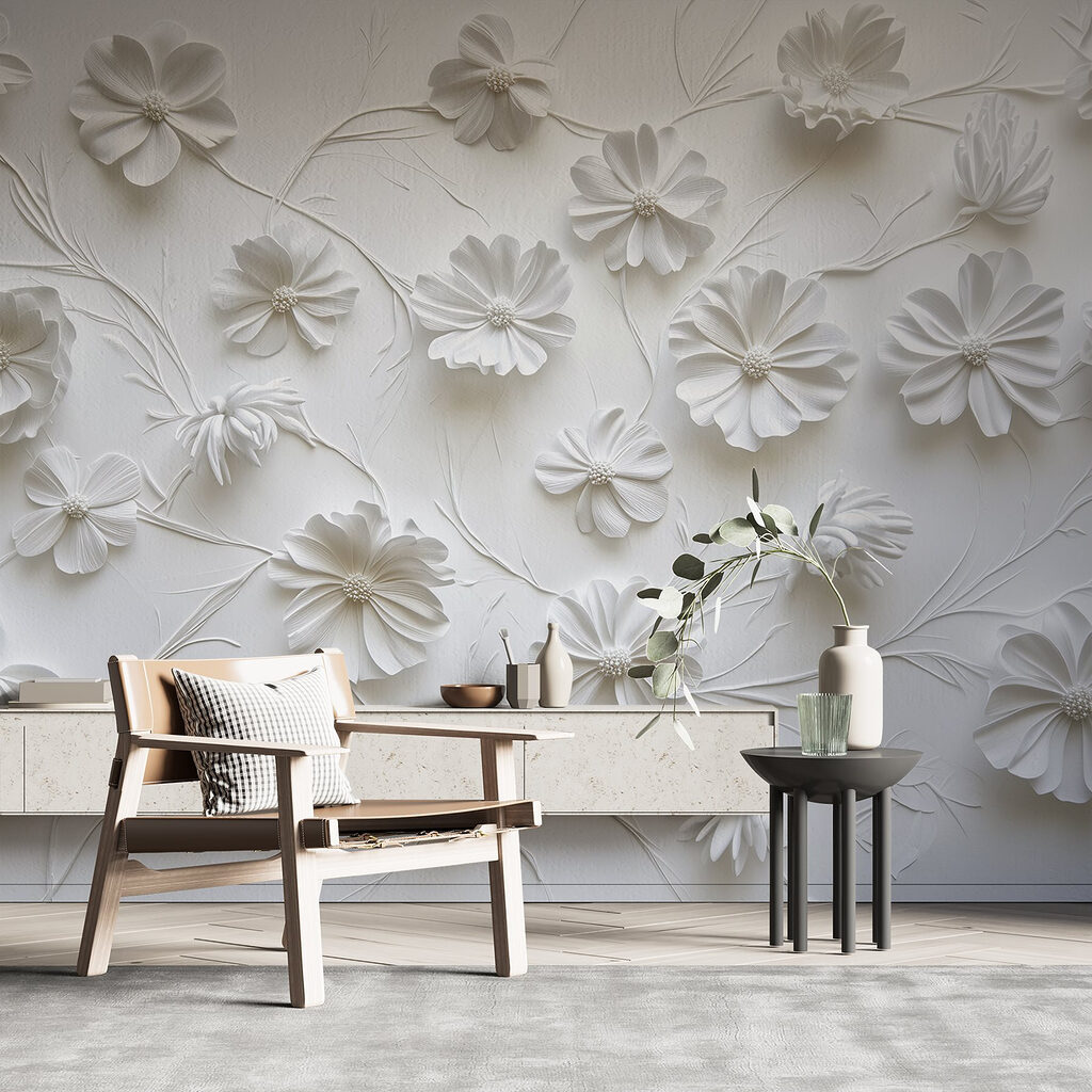 Witte bloemen langs ranken — interieur 4