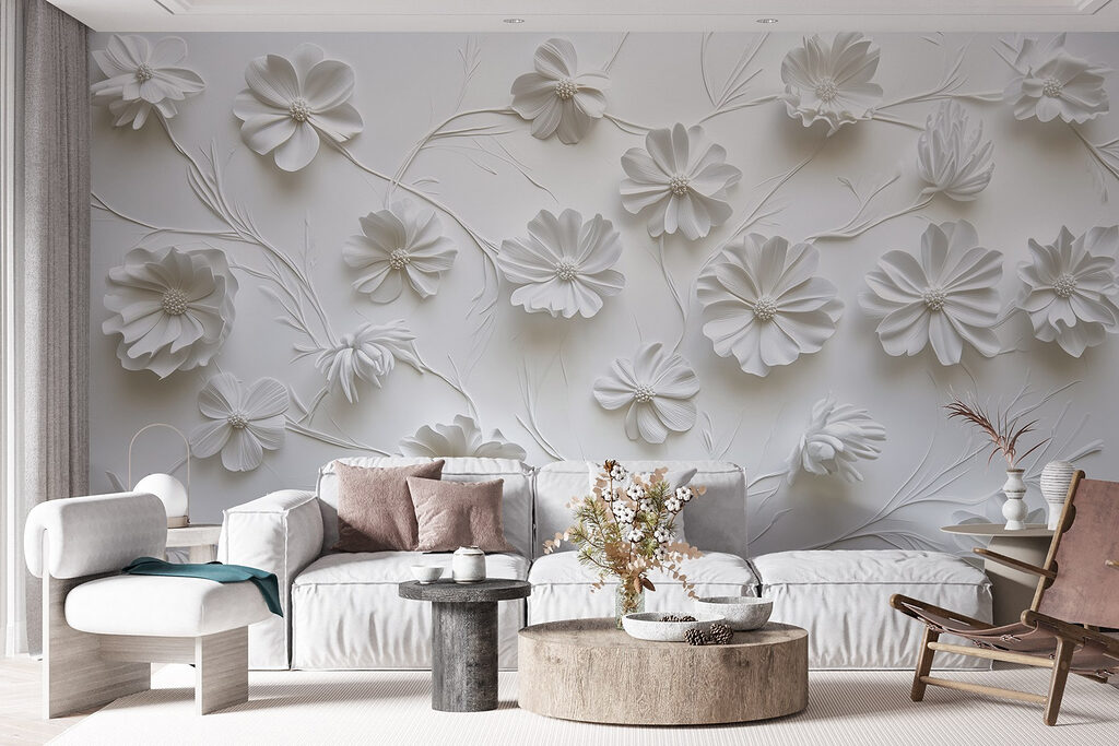 Witte bloemen langs ranken — interieur 6