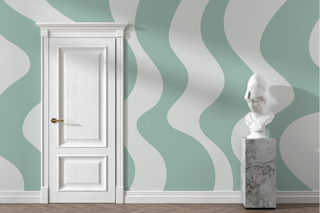Mintgroene banen blijven golven — interieur 3