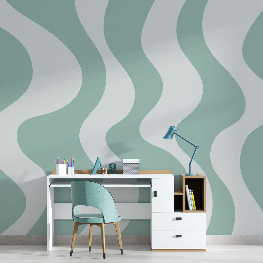 Mintgroene banen blijven golven — interieur 4